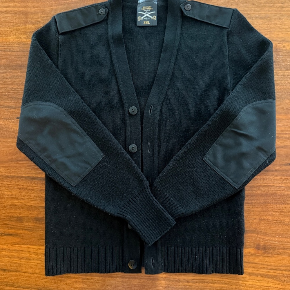 Men's Military Equipment wool blend cardigan sweater Mehlin & Estey Co